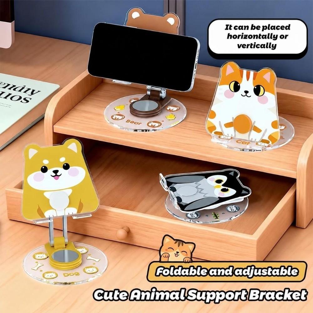 Acrylic Animal Phone Stand 360° Rotatable Phone Bracket Universal Cell Phone Holder Home Office
