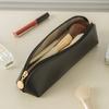 Travel Makeup Brush Holder Solid Color Pencil Stationery Pouch Zipper Closure Faux Leather Cosmetic Brush Storage Bag Portable Makeup Organizer