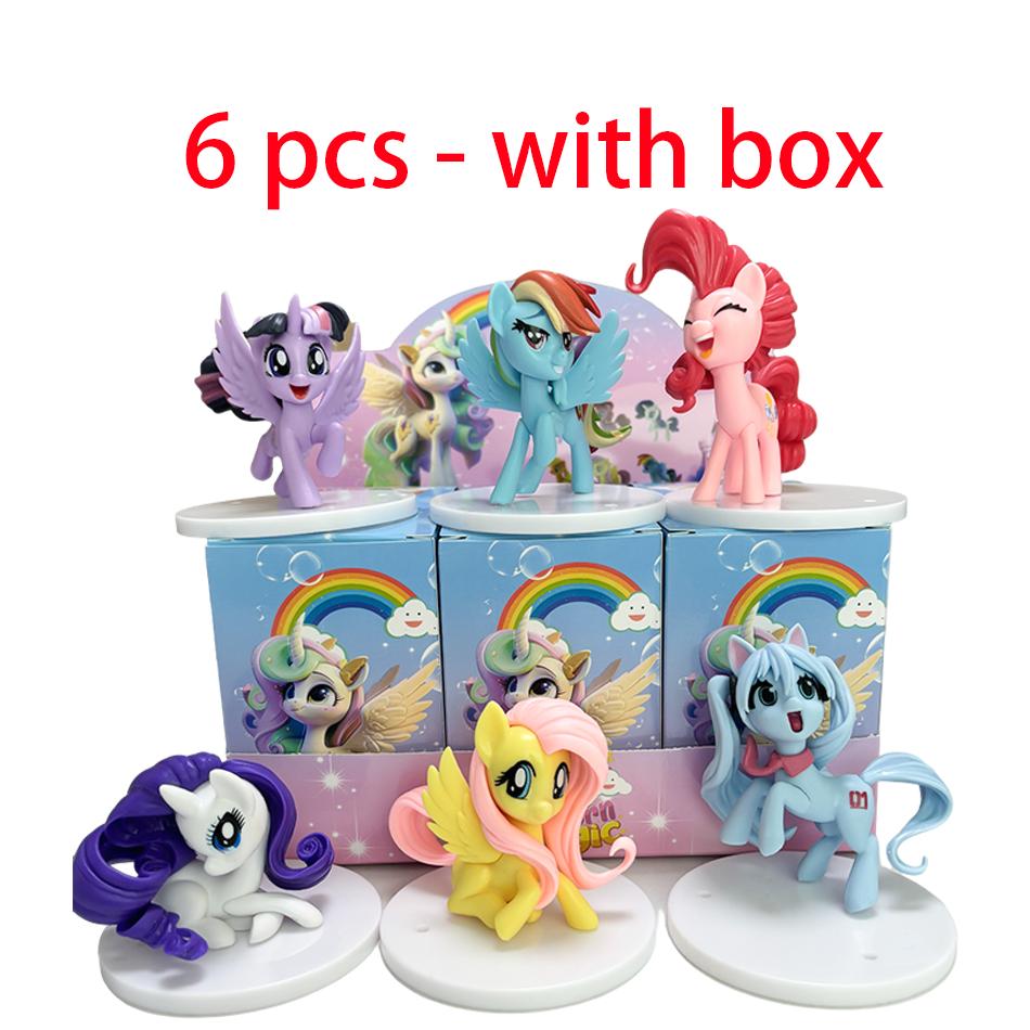 Модель My Little Pony Фигурки Фигурки Действия Игрушка Мультфильм Аниме Пинки/Флаттершай/Сумеречная Искорка Кукла Украшение Подарок
