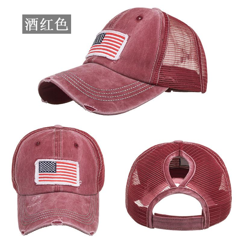 Washed and Old Ponytail Hair, Baseball Net Cap, Baseball Cap, Cap, Sun Cap