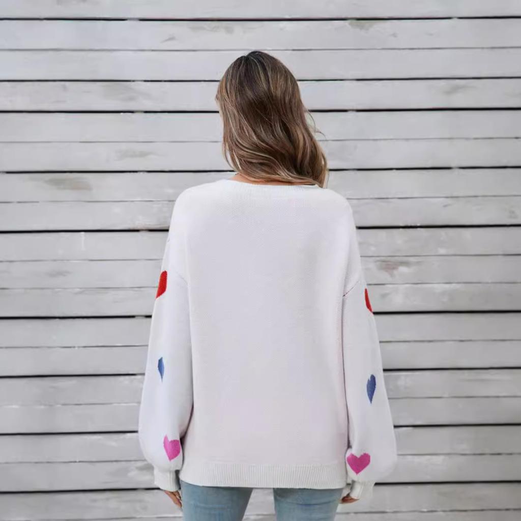 Зимний женский свитер больших размеров Love Valentine's Day Crewneck Pullover Heart Sweater
