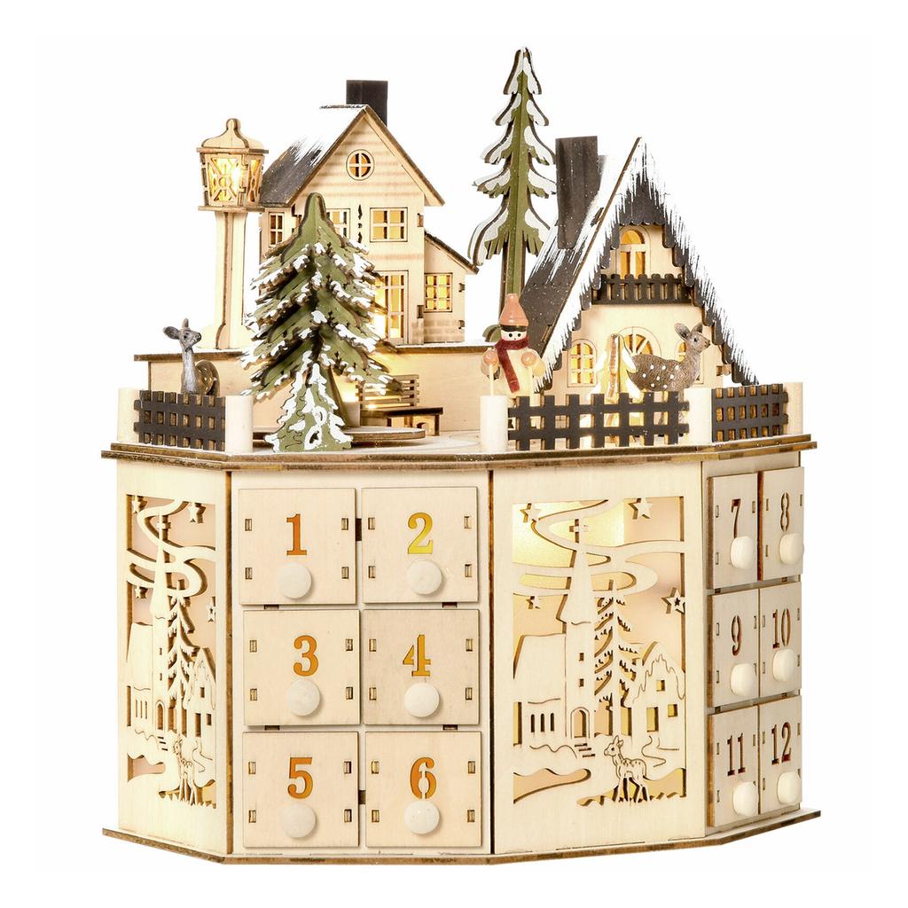 Wooden Christmas Advent Calendar Reusable 24 Days Countdown Decoration Detachable Drawers Box Tabletop DIY Countdown Calendar