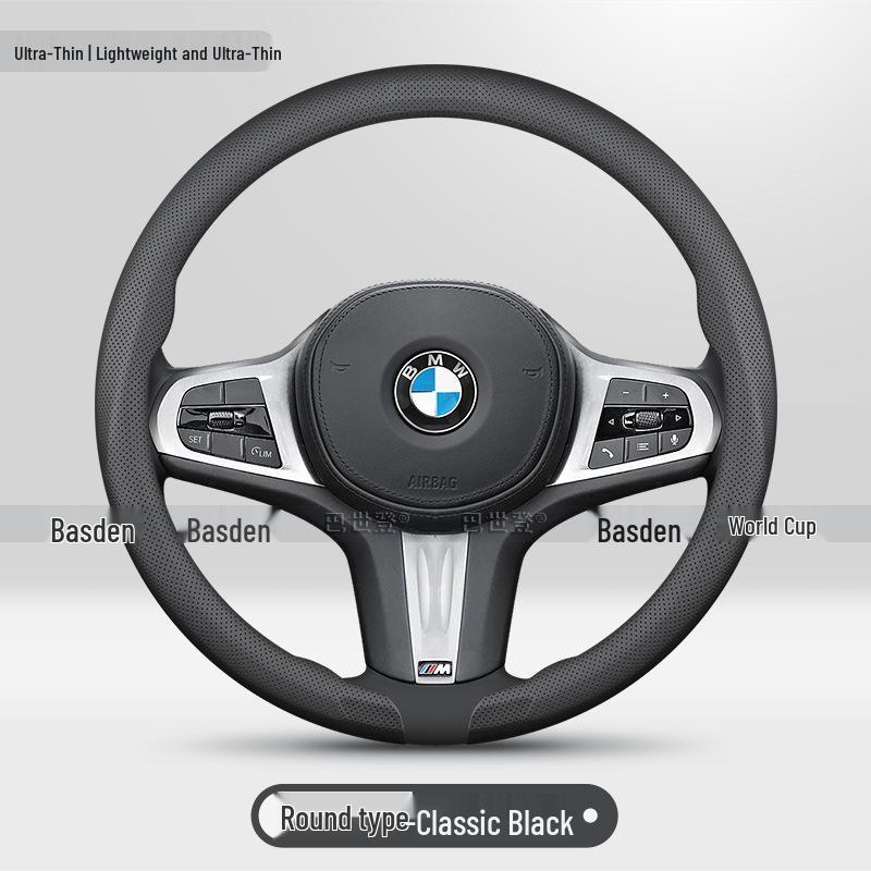BMW Genuine Leather Steering Wheel Cover - Fits 1, 2, 3, 4, 5, 7 Series & X1-X6 Models