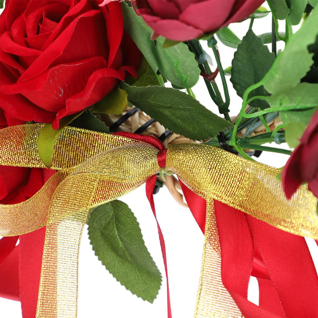 Искусственный венок из цветов, шелковый венок в форме сердца из роз, венок на День святого Валентина, настенный венок на дверь