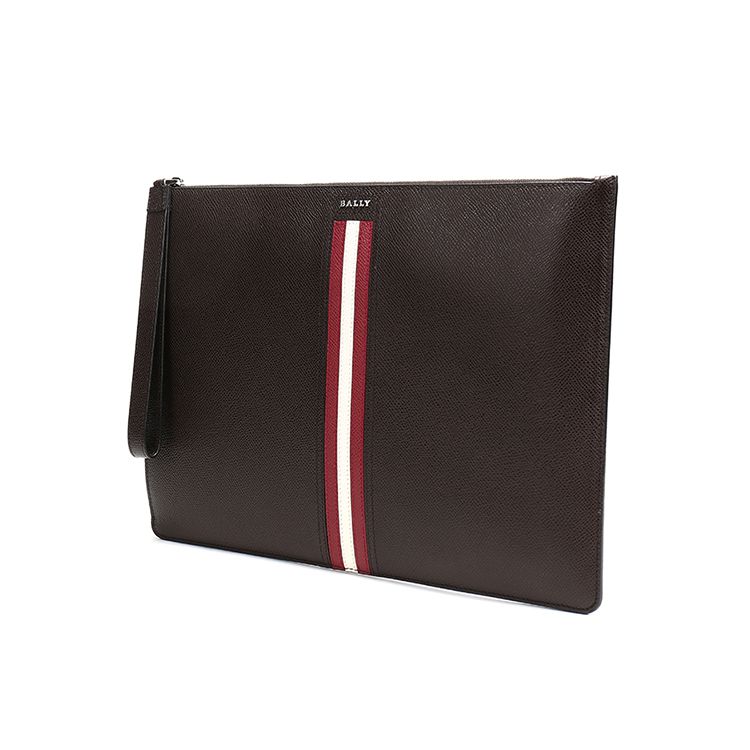 Bally Red And White Striped Leather Business Casual Zipper Clutch Men clutch Brown THALDEN-LT-21