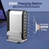 200 Вт Настольное зарядное устройство 8-портовое USB Type C Держатель для зарядки Адаптер 3xUSB 5xType C Станция быстрой зарядки Черный