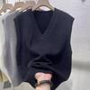 Women Sweater Vest Solid Vintage Casual Spring V-Neck Design Sleeveless Vest Elegant Waistcoats