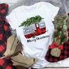 Christmas Reindeer Tshirt Loose Truck Christmas Tree Tshirt Durable Men Women Unisex Casual Tshirt Daily Travel Streetwear