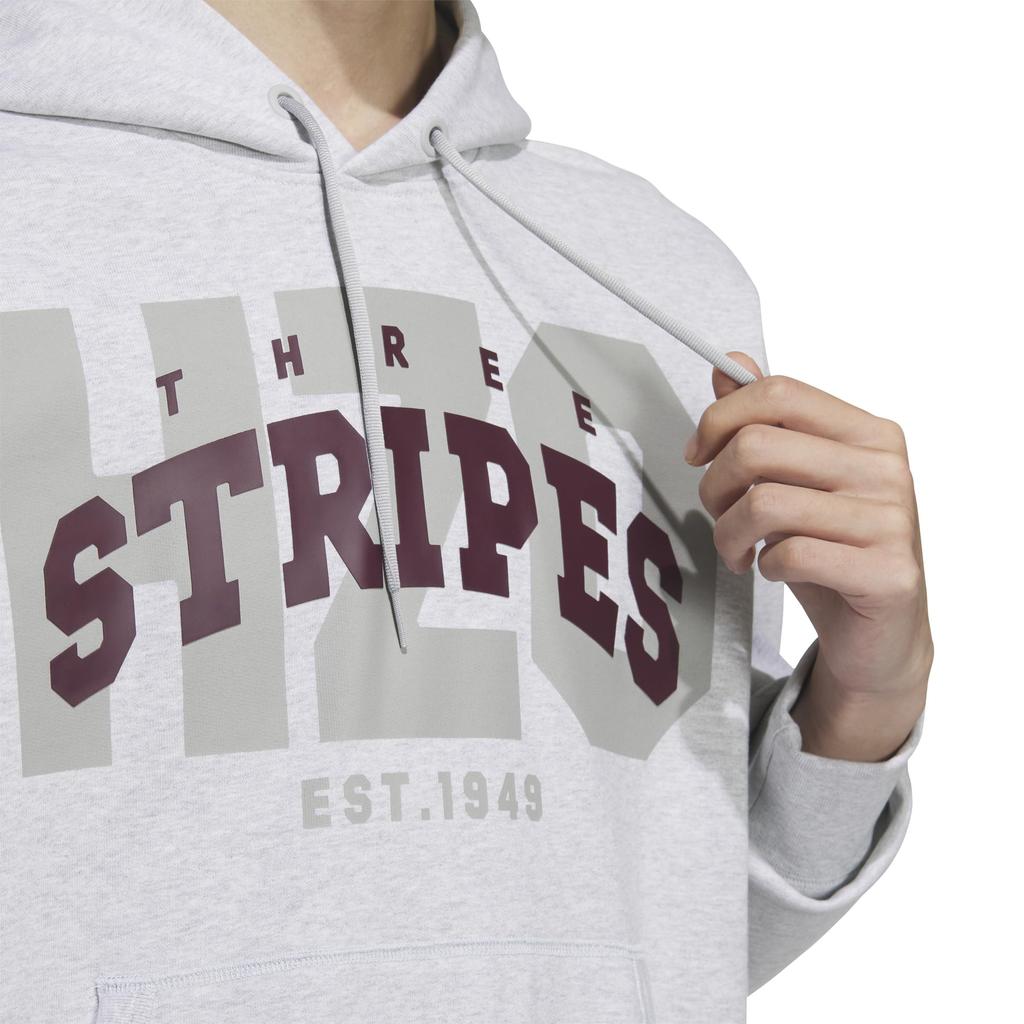 Adidas KWX83 College French Terry Pullover Hoodie In Light Gray Heather Men's Loose-Fit (JG8548)