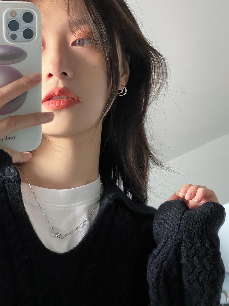 Двухслойные простые инс холодный дизайн индивидуальный темперамент серьги-гвоздики женские корейские версии высокое чувство 925 серебряная игла изысканные ювелирные изделия