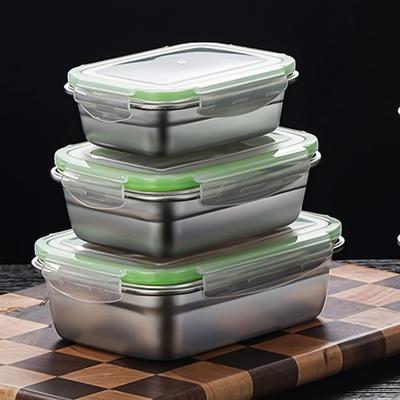 Набор контейнеров для хранения продуктов из нержавеющей стали 304 - Штабелируемые ланч-боксы с прозрачными силиконовыми крышками для дома, кухни, школы Ou
