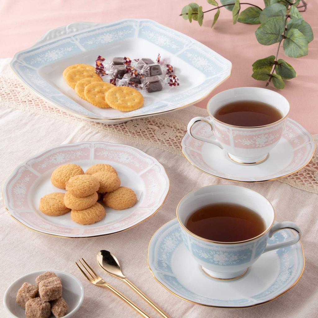 Фарфоровая тарелка Noritake с кружевным узором, деревом, золотом и розовым цветом (18.1см) - Элегантный фарфор