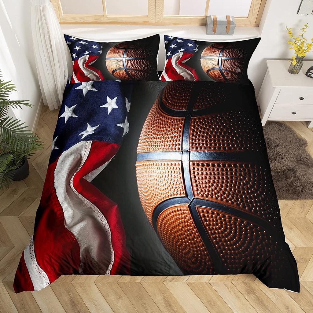 Basketball Duvet Cover Set Sports Theme Bedding Set For Boys Teens Men With Motivated No Failure Pattern Soft Comforter Cover