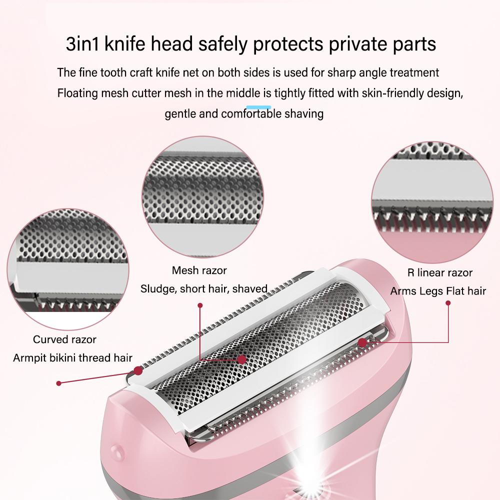 Электрический безболезненный эпилятор для женщин, перезаряжаемая бритва для удаления волос для ног, тела, лица, губ, подбородка, триммер для зоны бикини
