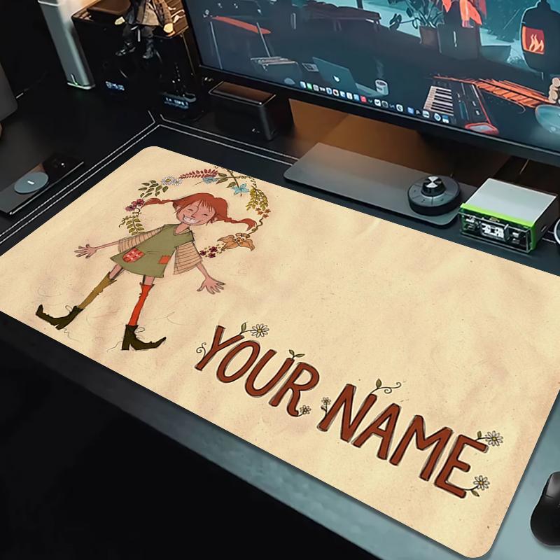 Custom Name Pippi Stocking Mouse Pad Large Gaming Table Cushion Non-slip Laptop Tablet Big Mousepad XXL Mat Mini PC Playmat With Lock edge_XIA
