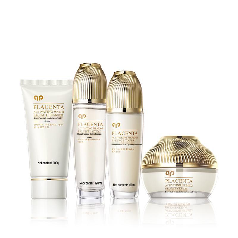 Korean Beauty Skincare Set: Firming & Hydrating Placenta Active Face Cream & Toner Lotion