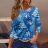 Рубашки с рукавом 3/4 для женщин, футболки с принтом, блузки, повседневные базовые топы больших размеров, пуловеры