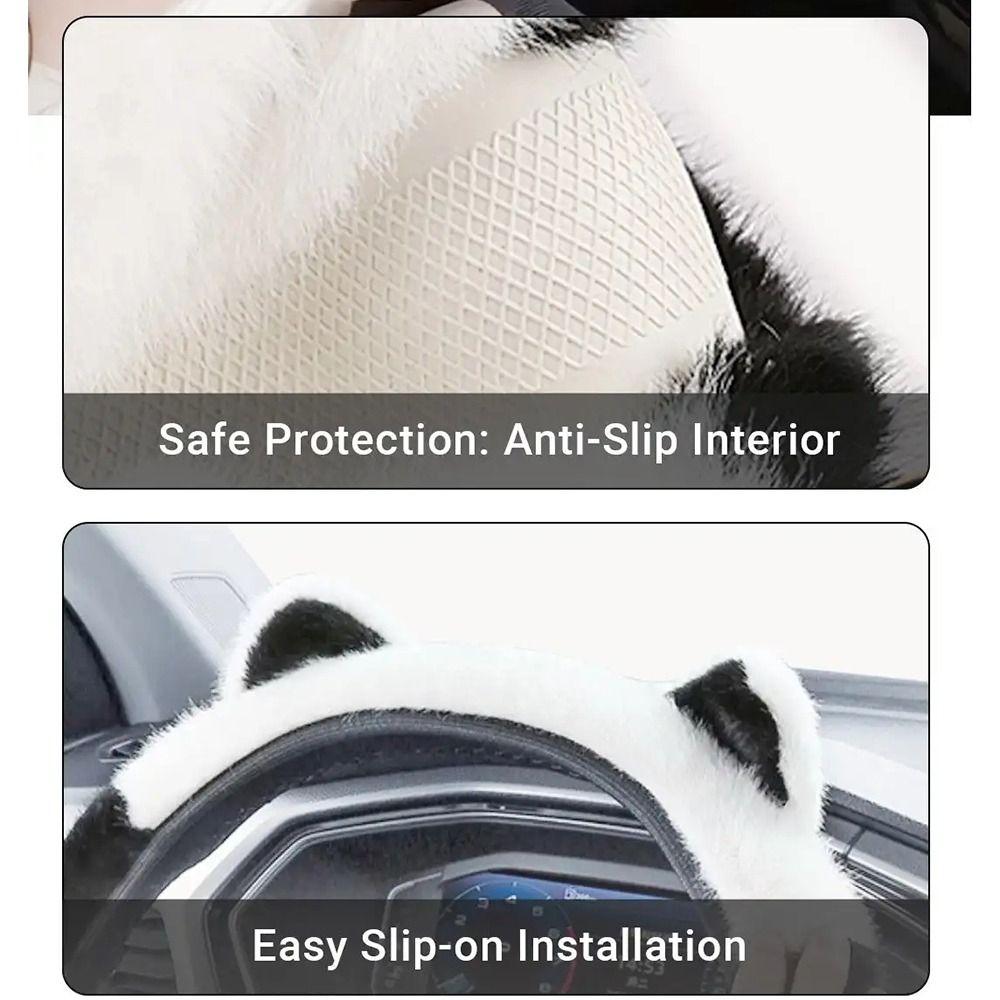 Soft Steering Wheel Cover Cute Cat Ears Steering Wheel Cover Plush Steering Cover for Car Steering