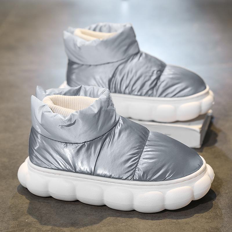 Fashion Warm Ankle Boots Winter Women and Men Bow Warmth Plush Bow Cotton Shoes 2024 New Waterproof Down Cloth Short Barrel Snow Boots