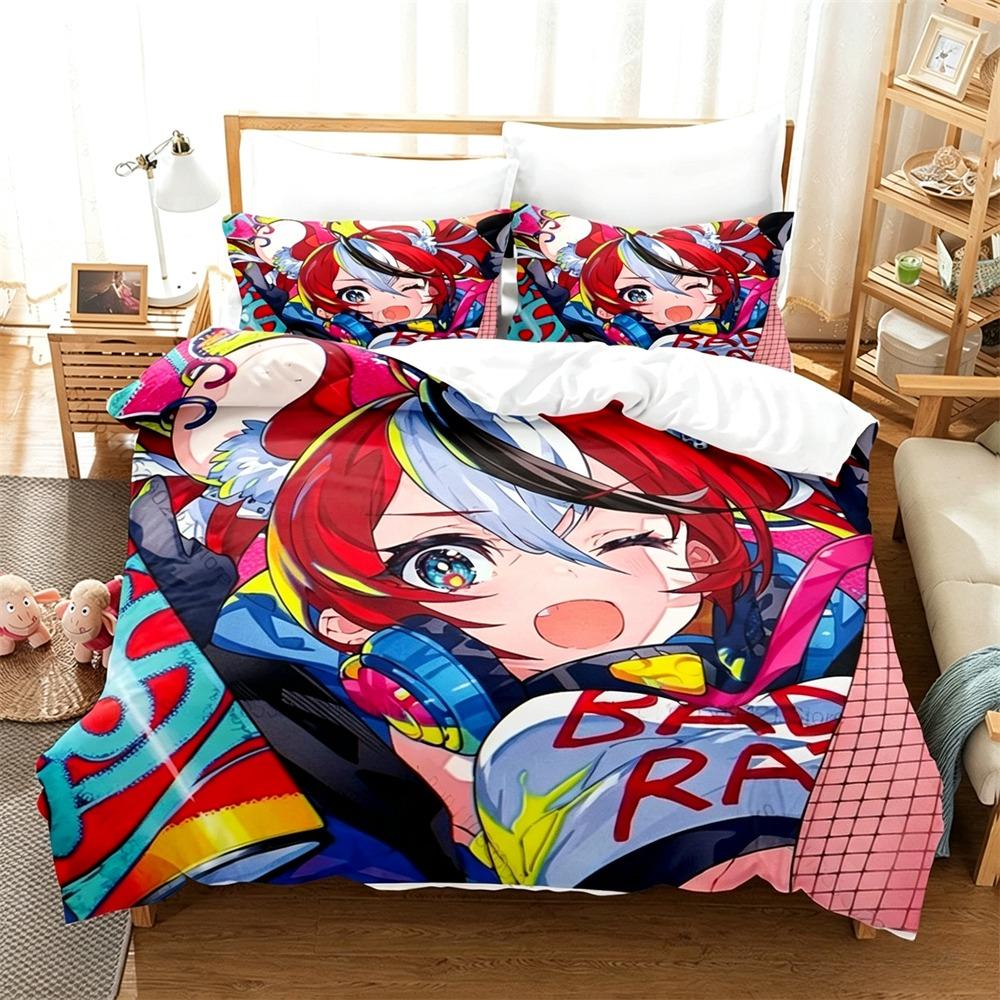 Hololive Hakos Baelz Bedding Set 2/3PCS Virtual Youtuber Duvet Cover Set For Fans Gift Bedroom Home Decor All Sizes