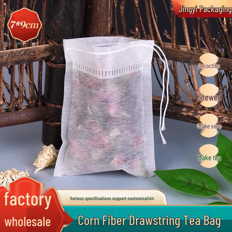 Биоразлагаемый чайный пакетик на завязке из кукурузного волокна - Одноразовый фильтр для заваривания листового чая
