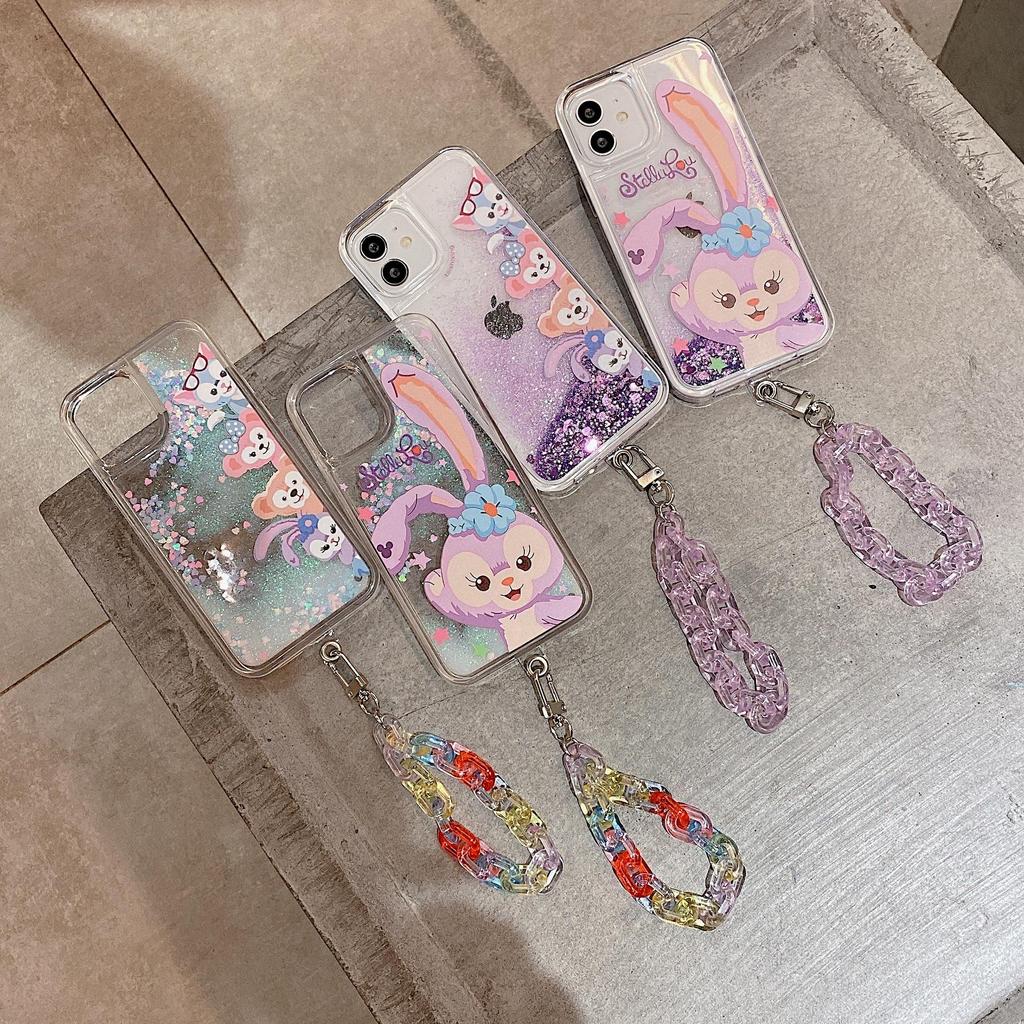 Чехол для iPhone с блестками Quicksand Ballet Rabbit для Apple 11, 12, 13 Pro Max, X со шнурком