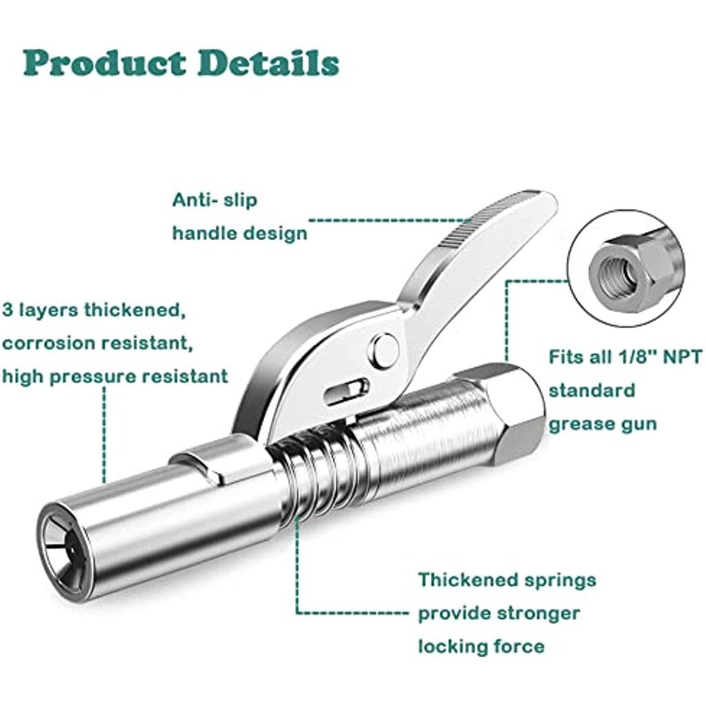 Муфта для смазочного шприца, быстрая блокировка и разблокировка смазочного пистолета, универсальный маслонаполнитель, 12000 фунтов на квадратный дюйм, муфта для смазочного пистолета высокого давления, фитинг смазочного шприца 1/8 дюйма NPT