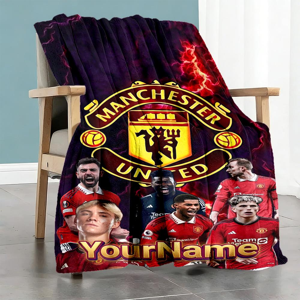 Manchester Personalized Name Blanket Gift Customizable Blanket Soft Warm Cozy for Nap Picnics Office Bedding Ideal for All Seasons