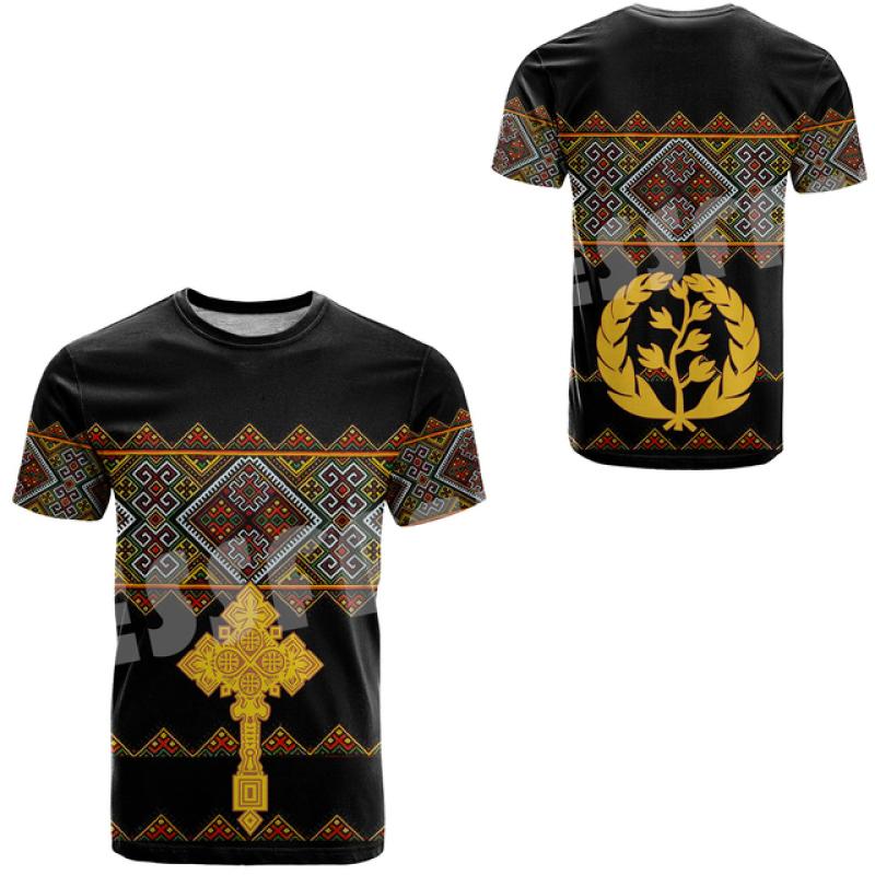 Футболки с флагом Эритреи, логотип Эритреи, футболки с 3D принтом, топы, футболки с коротким рукавом, повседневная уличная одежда с круглым вырезом, футболка Abrham Eritrea