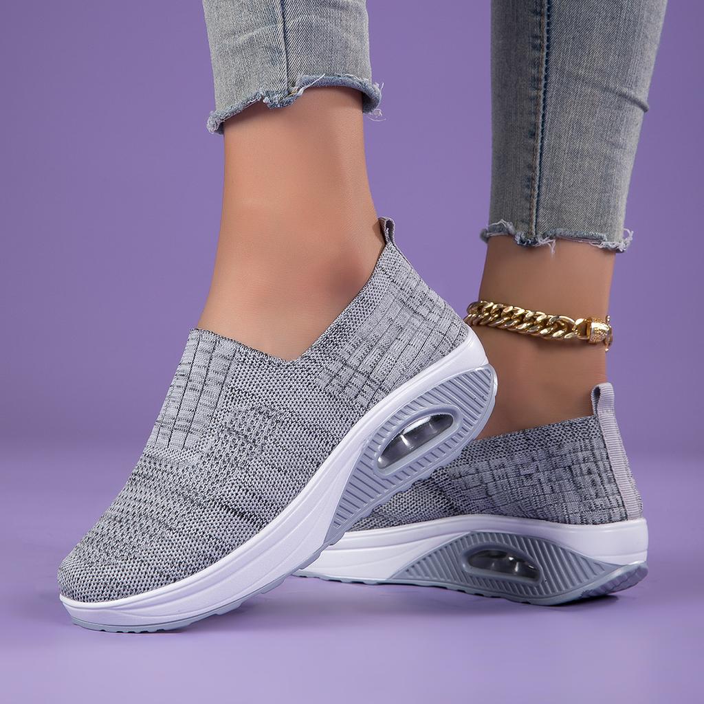 Новые большие размеры, дышащие и легкие женские туфли на воздушной подушке, спортивная и прогулочная обувь на высокой платформе, летающие плетеные туфли-качалки