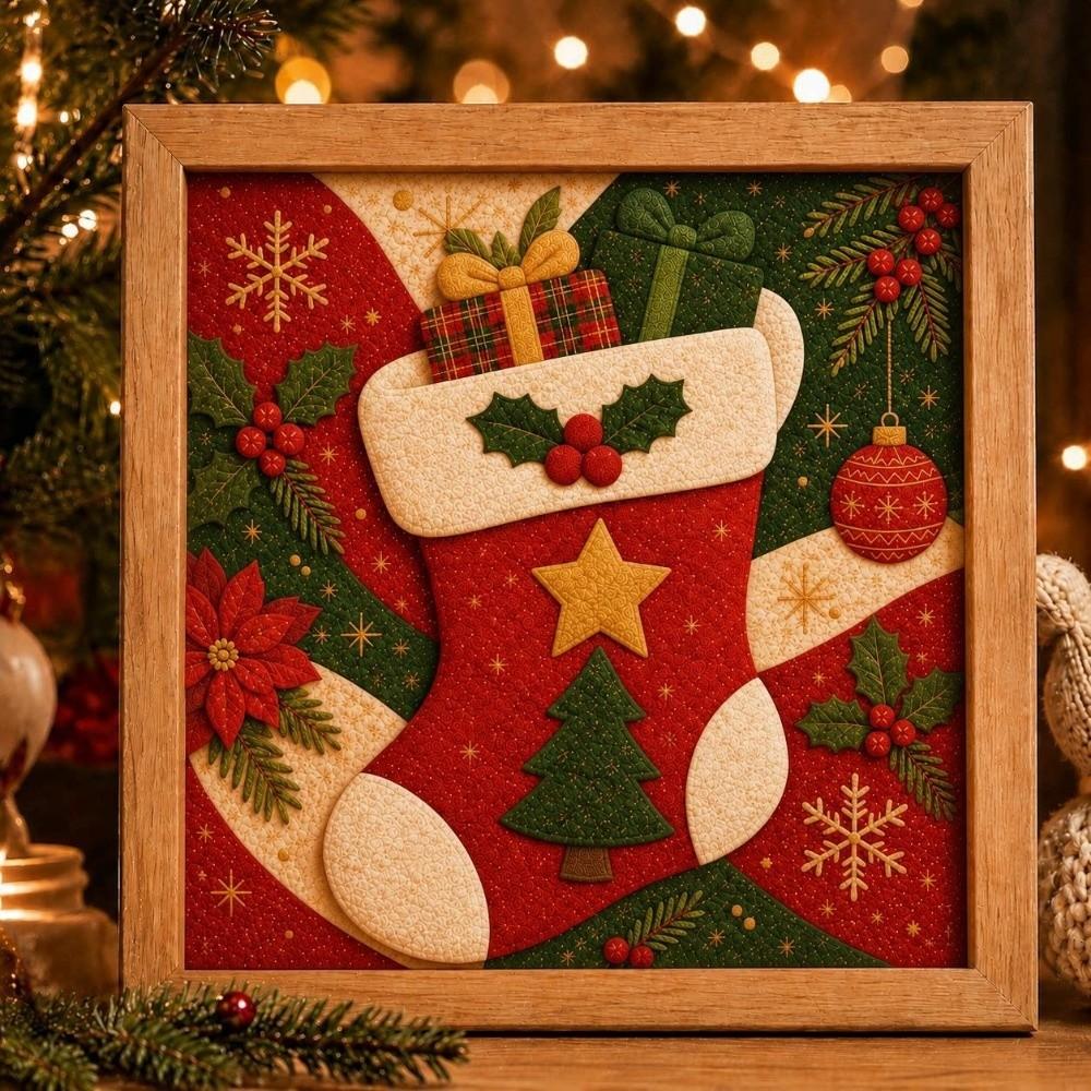 Educational 3D Fabric Embroidery DIY Set Christmas Fabric Art Picture Christmas Party Decor