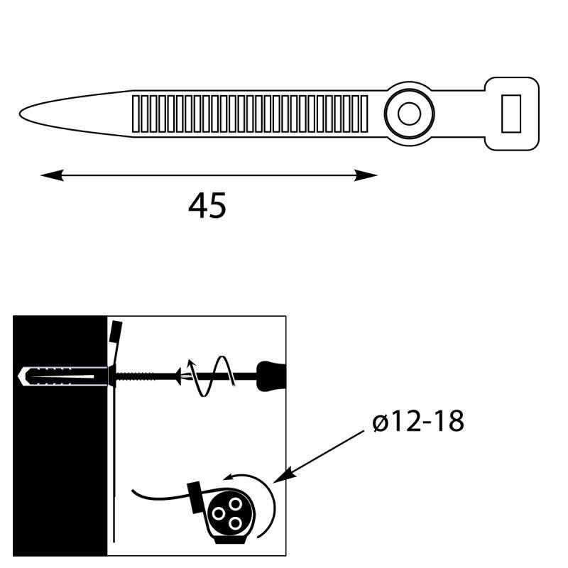 Cable tie strap holder UP-z 18 UV 45mm black