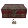 Vintage Wooden Storage Box Decorative Desktop Treasure Chest Jewelry Cosmetic Case with Lock for