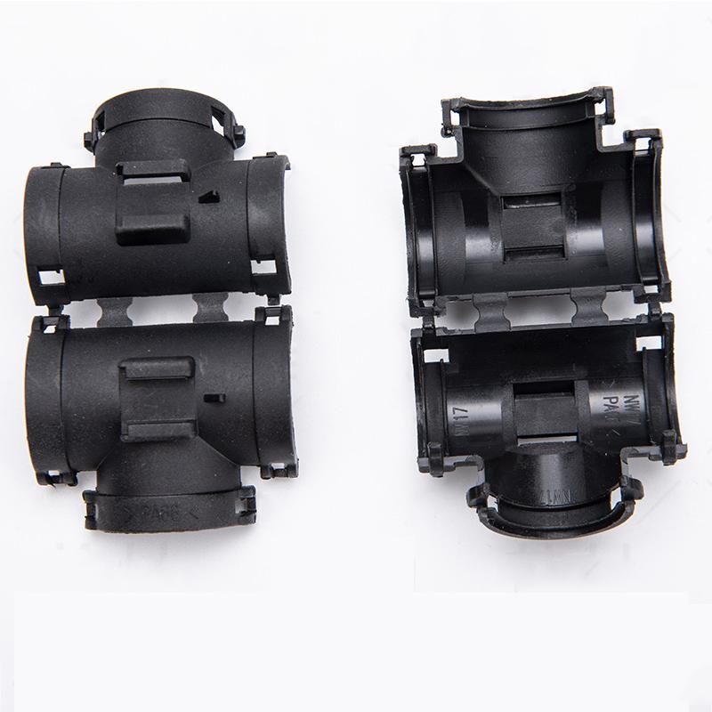 1/10PCS T-Shaped Three-way Plastic Corrugated Hose Openable Car Wiring Harness Tie Equal Diameter Reducer Shunt Three-way Cable