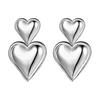 Серьги-гвоздики с сердцем любви, золотые серьги-гвоздики с двойным сердцем, висячие серьги с нерегулярным сердцем, модные ювелирные изделия, подарок для мамы, жены