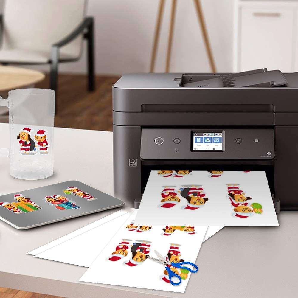 Stampcolour 30 Листов Прозрачная Печатаемая Наклейка для Струйного Принтера, 8,5x11 Виниловая Прозрачная Бумага для Наклеек, Быстро Сохнет, Яркие Цвета, Декаль