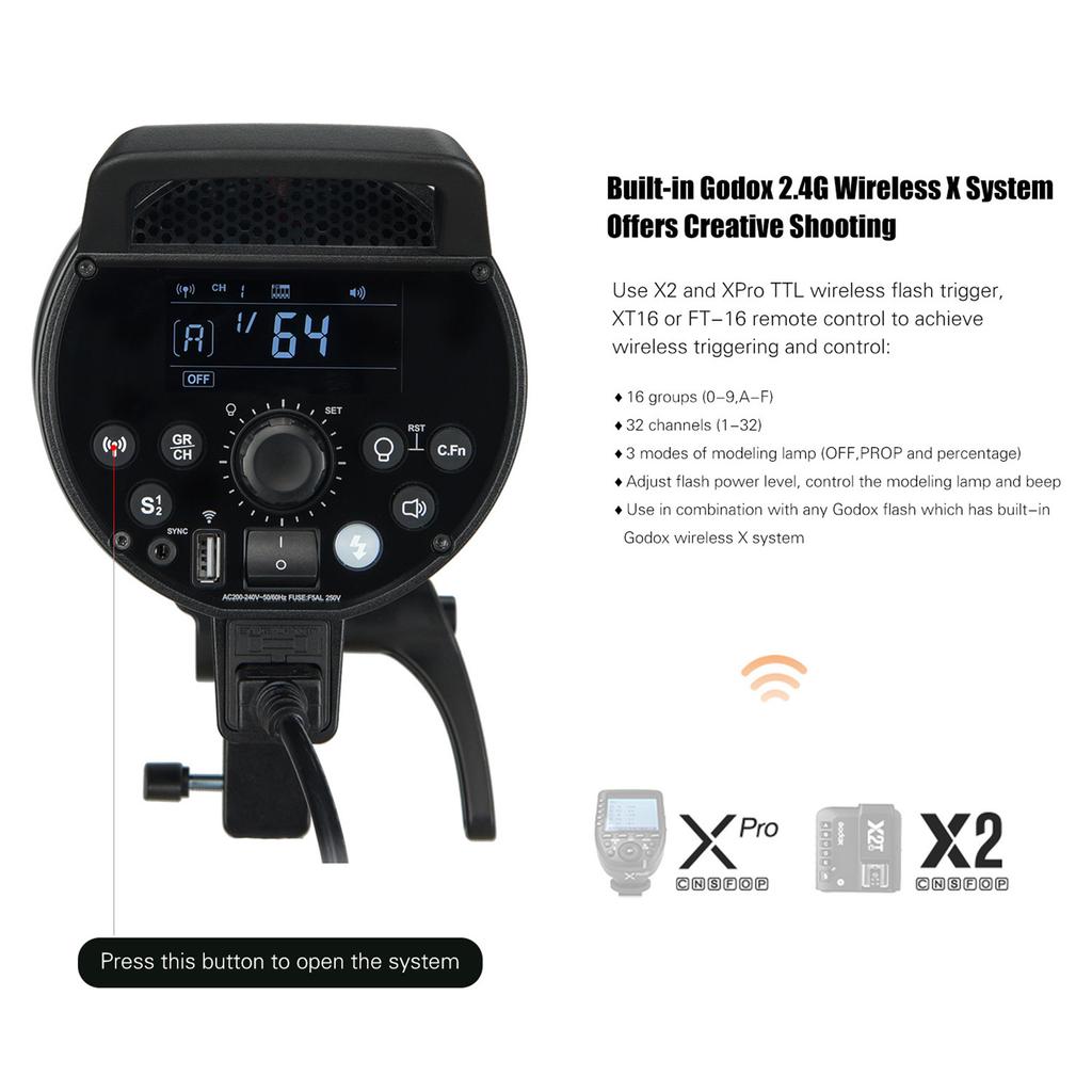 Godox DP800III-V Модернизированная студийная вспышка мощностью 800 Вт GN126 Встроенная стробоскопическая подсветка 5600+/-200K