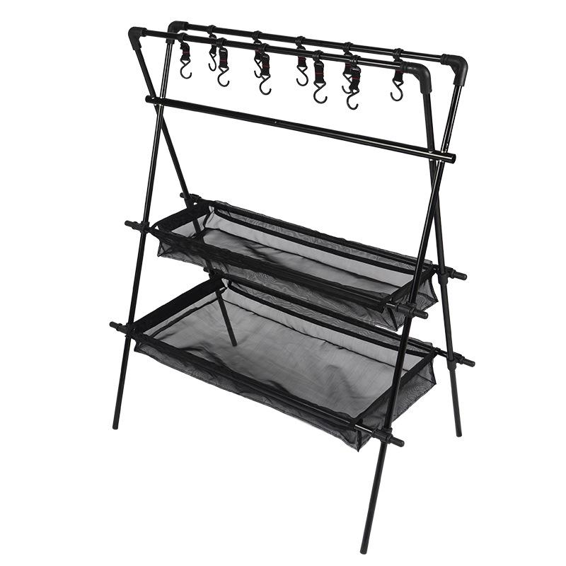 Outdoor Multifunctional Double-Layer Mesh Drying & Storage Rack for Camping & Cars