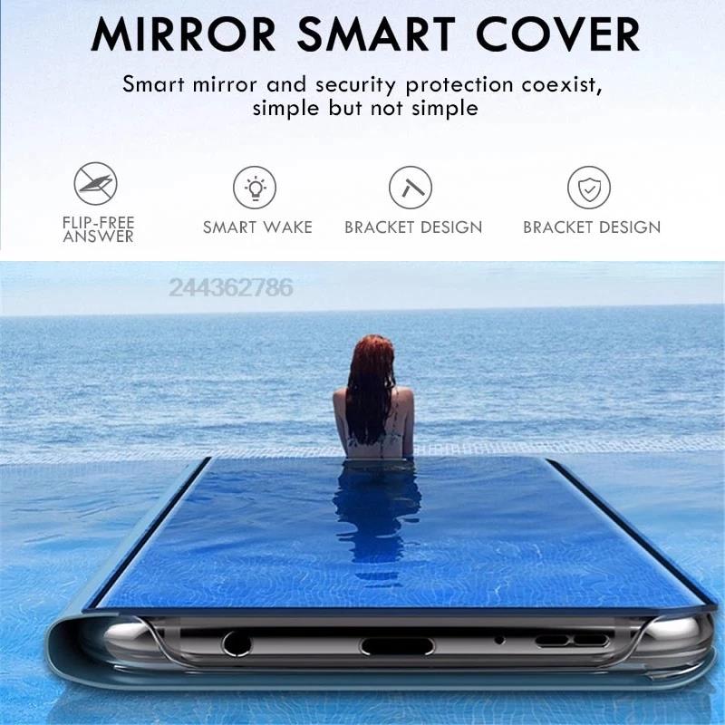 Smart Mirror Magnetic Flip Leather Phone Cover For Samsung Galaxy Z Fold5 Fold 4 3 5 ZFold 5 ZFold5 Case Book Stand Shell Coques