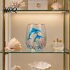 Unique Painted Tea Cup Sea Turtle Glass Tumbler Ocean Theme Drinking Mug Borosilicate Stemless Coffee Mug for Juice Beach Gift Nature Lovers Juice