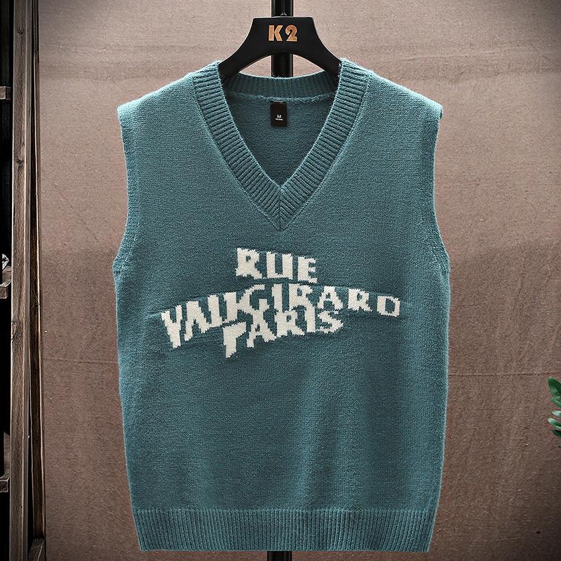 Свитер Майка Мужская жилетка Рубашка с подкладкой Свитер без рукавов Майка Свободный пуловер Вязаный 15 цветов Несколько форм цветов