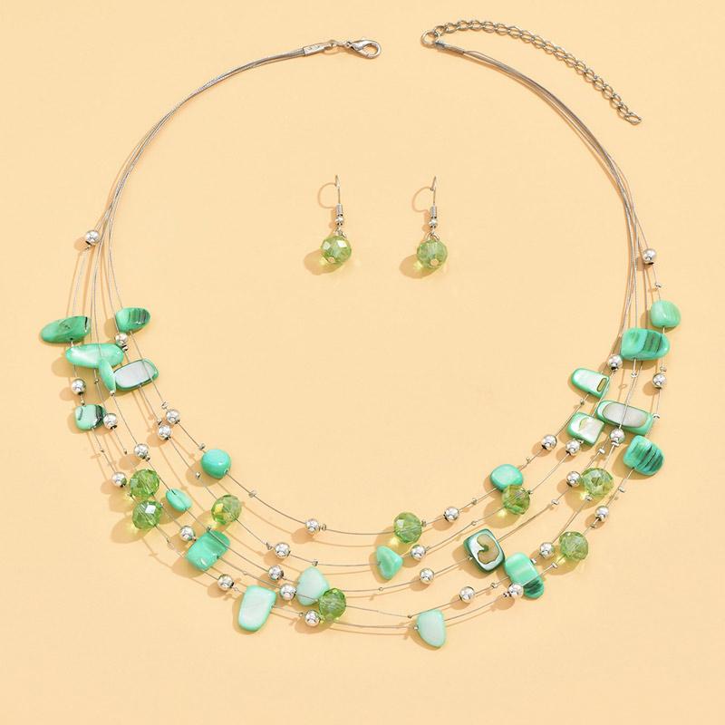 Богемные ракушки, хрустальные бусины, многослойное колье, ожерелье, серьги для женщин, свадебные комплекты ювелирных изделий в африканском стиле в стиле бохо, роскошные аксессуары