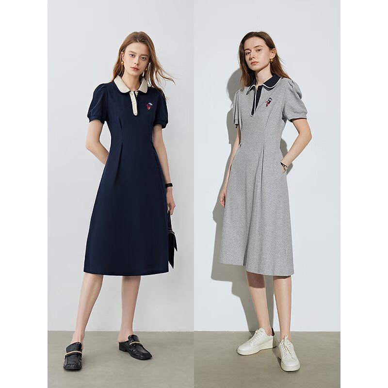 Chuyu Women's Polo Collar A-line T-shirt Midi Dress