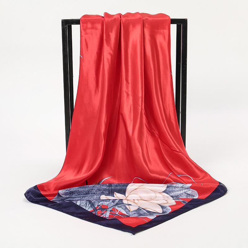Spring and Autumn Women's Cashew Print Square Scarf Fashion Commuting Versatile Headscarf Stained Rose Square Scarf