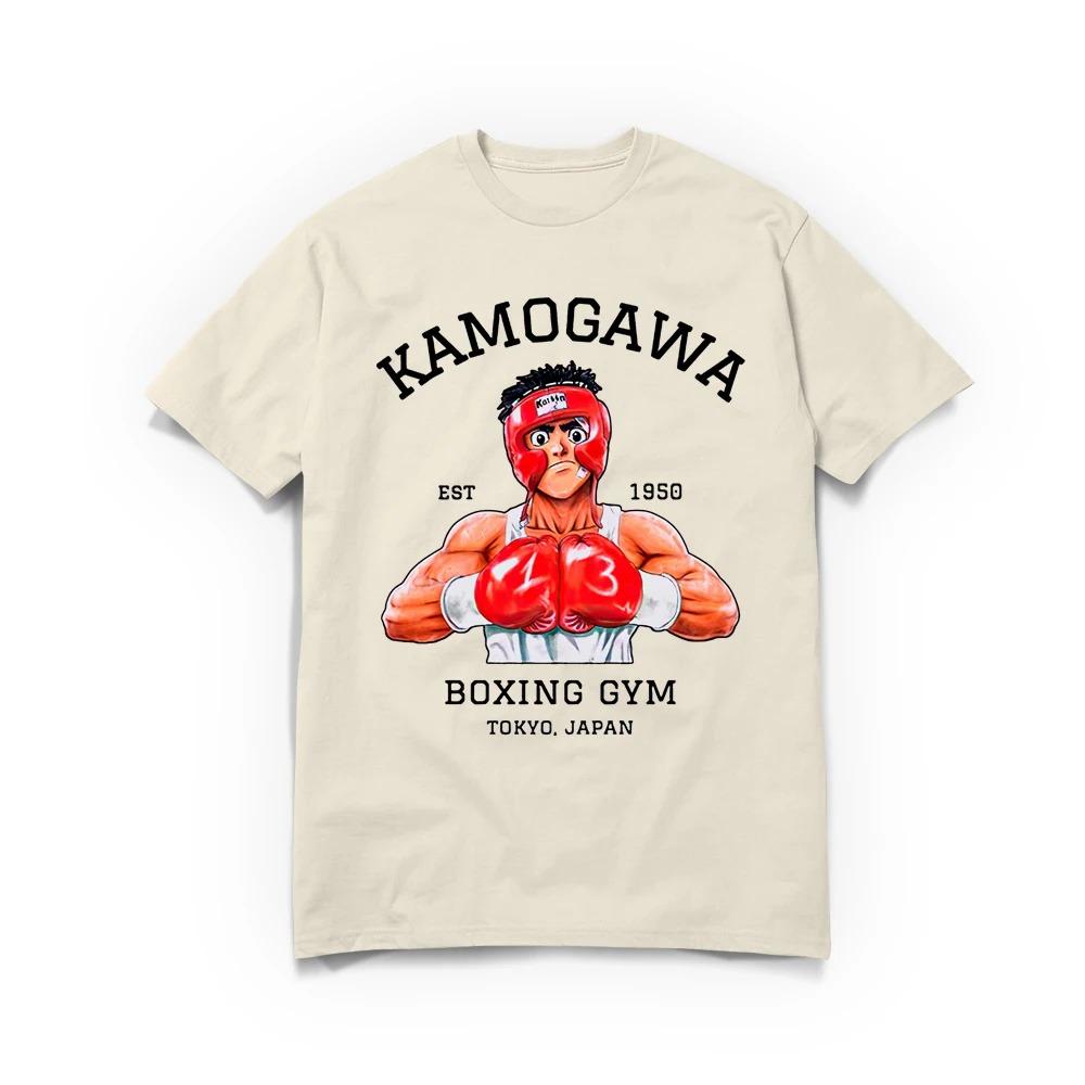 Мужская футболка аниме Hajime No Ippo Kamogawa Boxing Gym Хлопок Оверсайз Летние свободные топы Футболки Мода Круглый вырез Короткий рукав