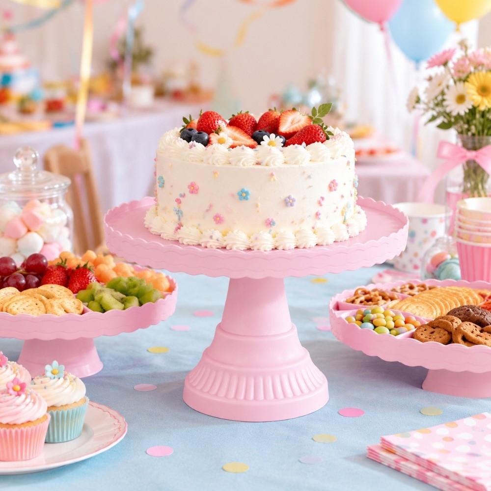 Round Shape Cake Stand Ribbed Texture Cake Plate Stand Classic Pastry Stand Home Kitchen Use