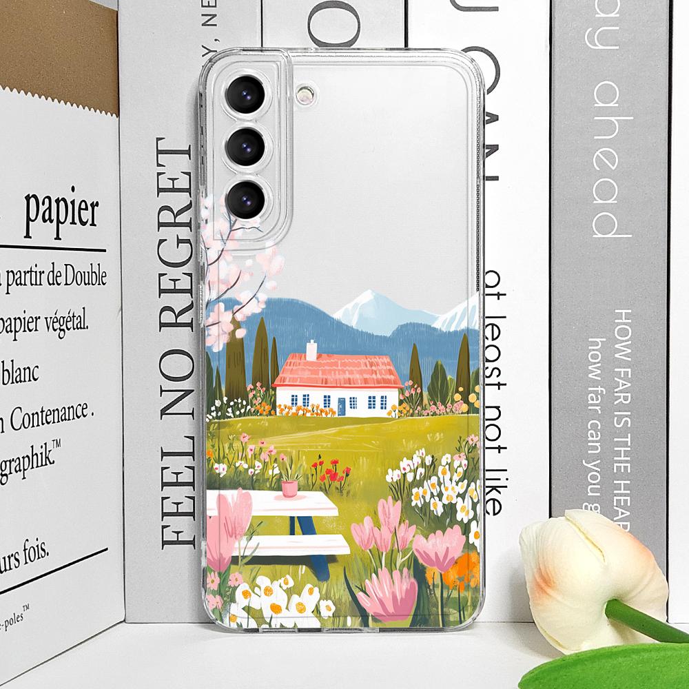 Чехол для телефона 'Розовый дом' Holiday Home Grange Scenery для Samsung Galaxy A14 A56 A55 A54 A36 A53 A51 A13 A15 A25 A52 5G Мягкие чехлы