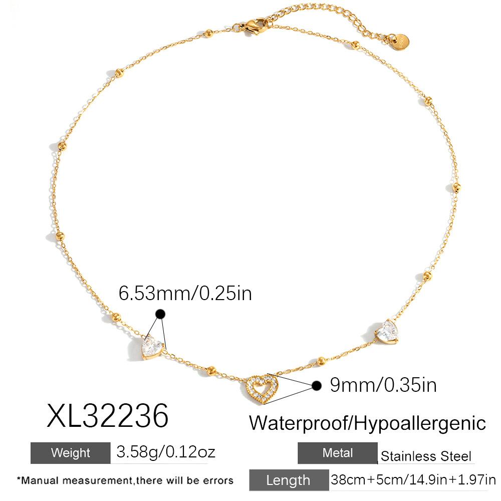 SUMMLY Dainty Heart Zircon Necklace Adjustable Stainless Steel 18K Gold Plated Y Chain Necklace for Women Fashion Jewelry