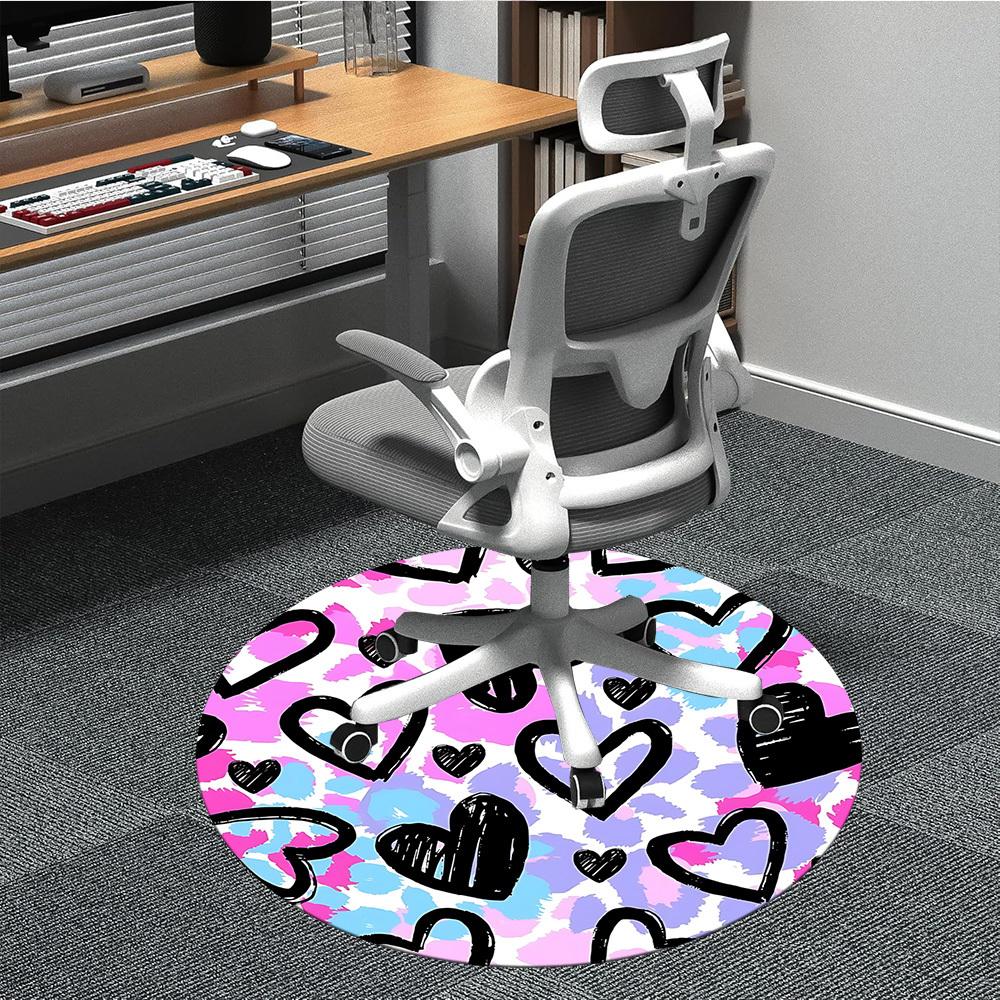 1PC Heart Print Chair Carpet for Office, Indoor Non-Slip Washable  Carpet, Soft Comfortable Mat For Office Room yy250930143