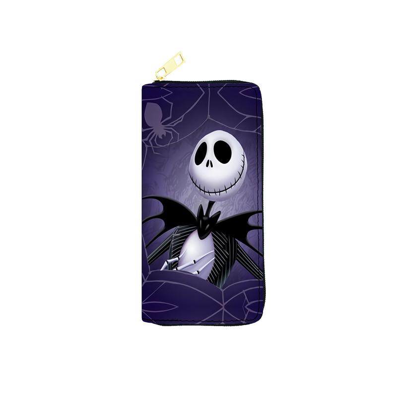 Nightmare Before Christmas PU Leather Long Wallet for Women Zip Clutch Purse Makeup Bag Jack Skellington Print 3pcs